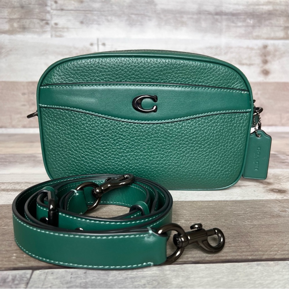 Coach Green Leather Crossbody Camera Bag